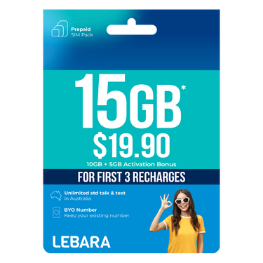 Lebara $19.90 Starter Pack PrePaid SIM Card
